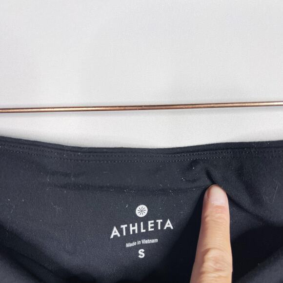 Athleta Small S Black Powerful Gleam High Rise Leggings Moto Mesh Pieced Workout - Picture 8 of 12